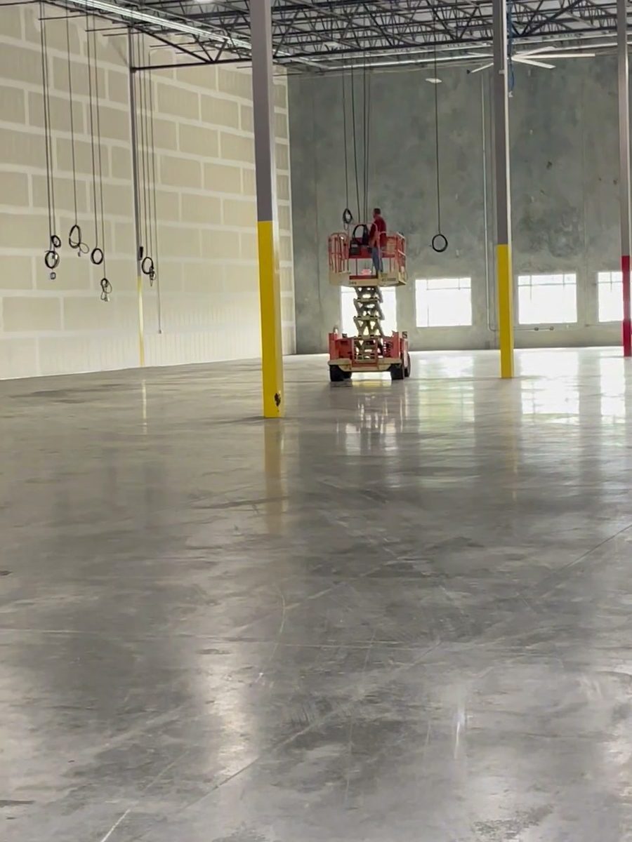The open 27,000 square foot warehouse floor